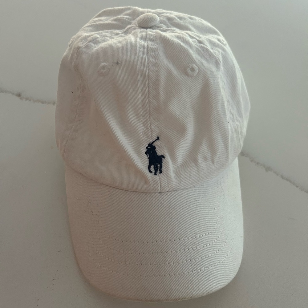 Ralph Lauren Ivory Cap with Navy Logo